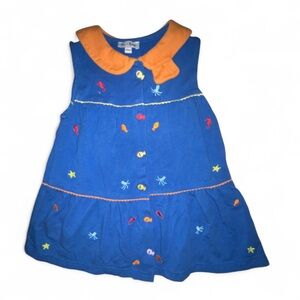 Le Top Blue Dress with Orange Collar
